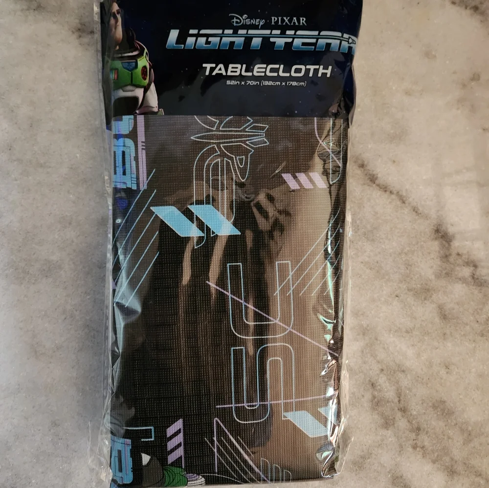 Disney Pixar Lightyear Tablecloth, Plastic Cups, Magnets package